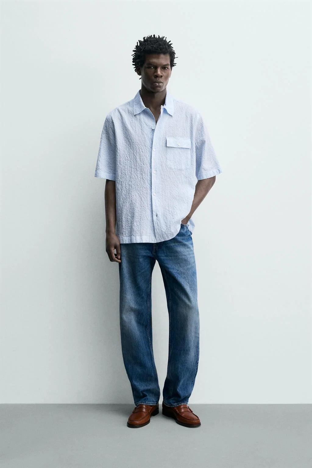 Рубашка в клетку с текстурой — С принтом