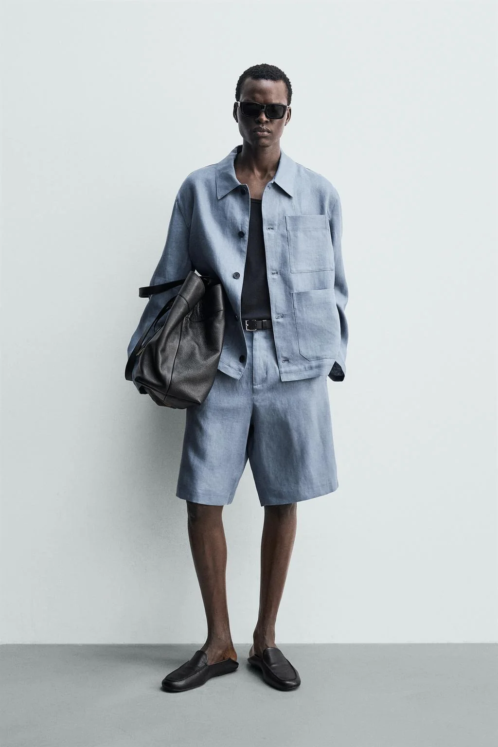 Бермуды из 100% льна свободного кроя — Брюки