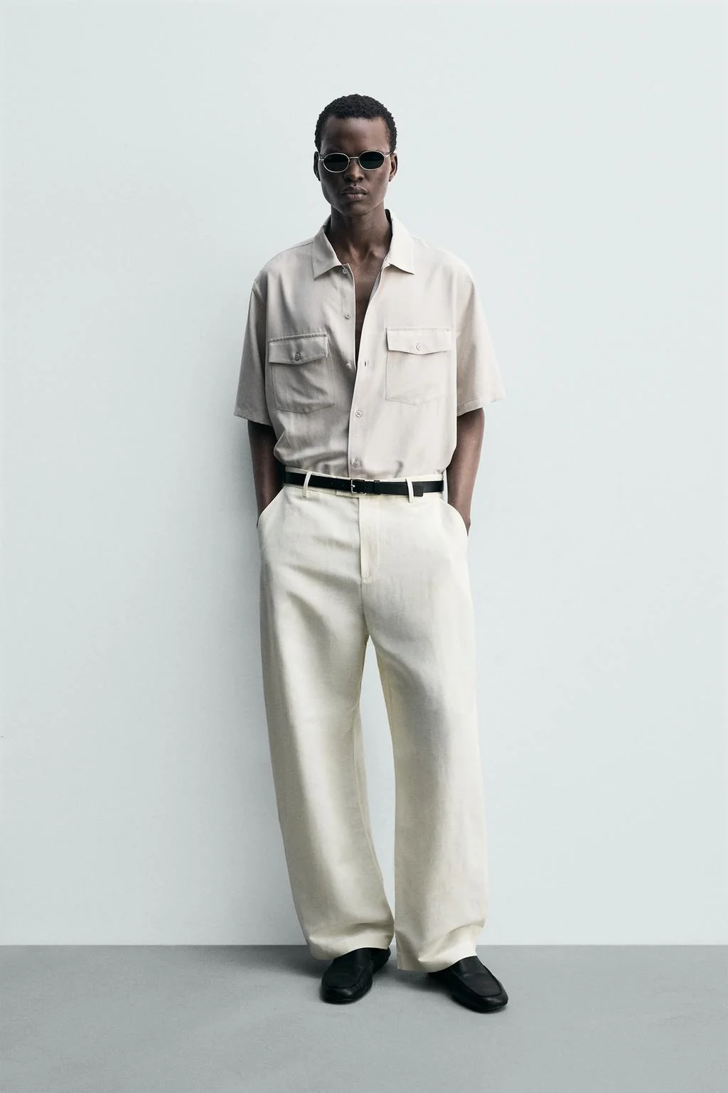 Свободный расслабленный крой рубашка с карманами — Однотонные