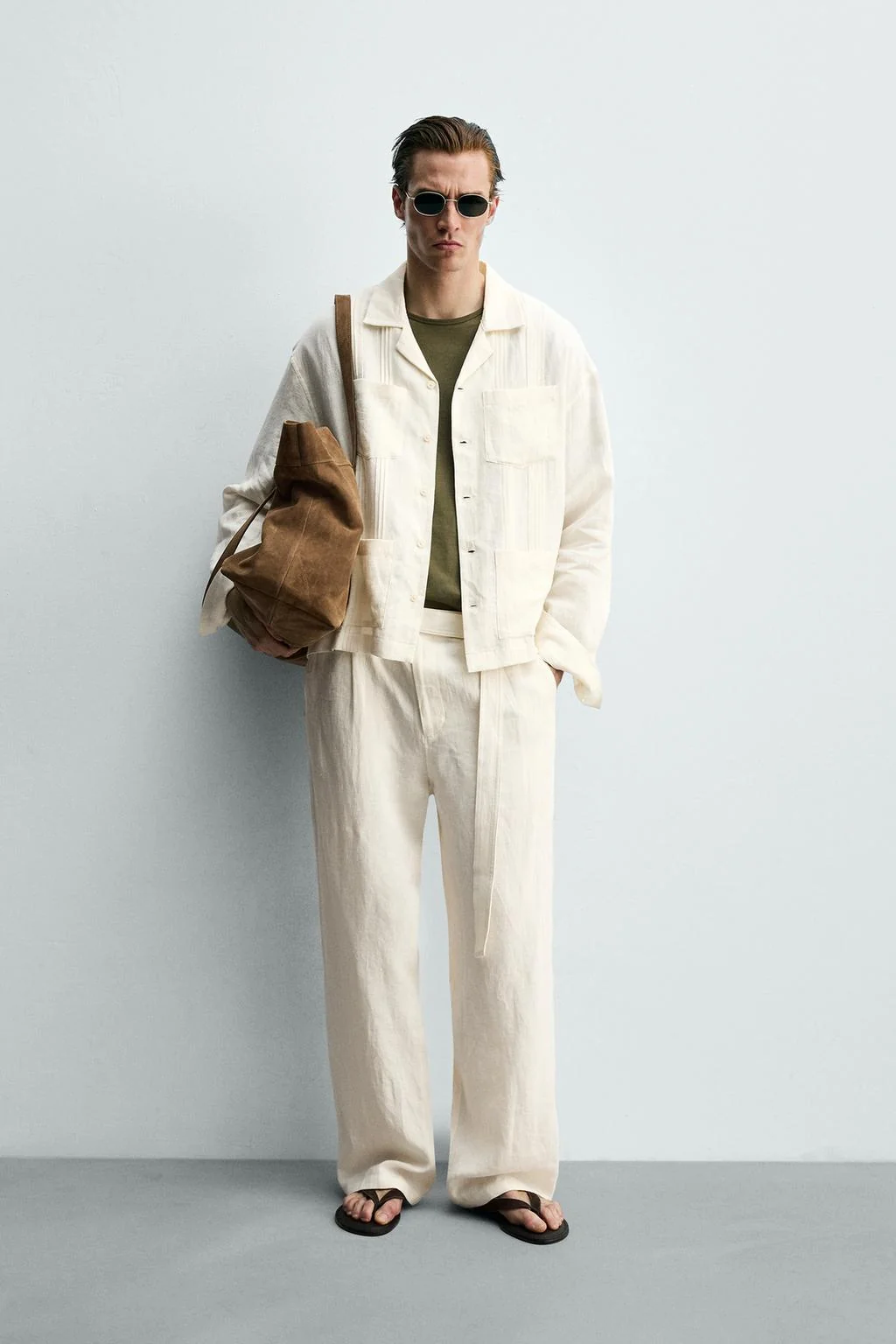 Расслабленный крой льняная рубашка 100% лен с драпированными карманами