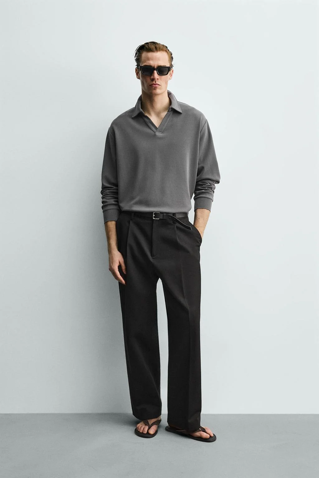 Рубашка-поло свободного кроя из мягкого материала — Поло