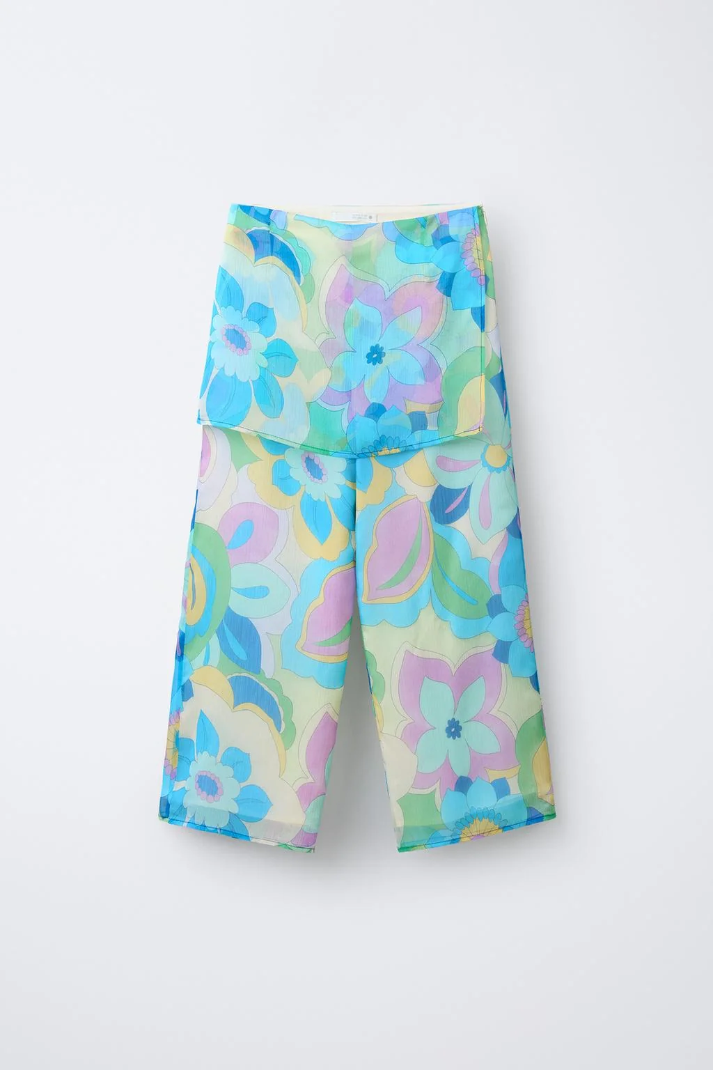 Расклешенные брюки с юбкой и принтом