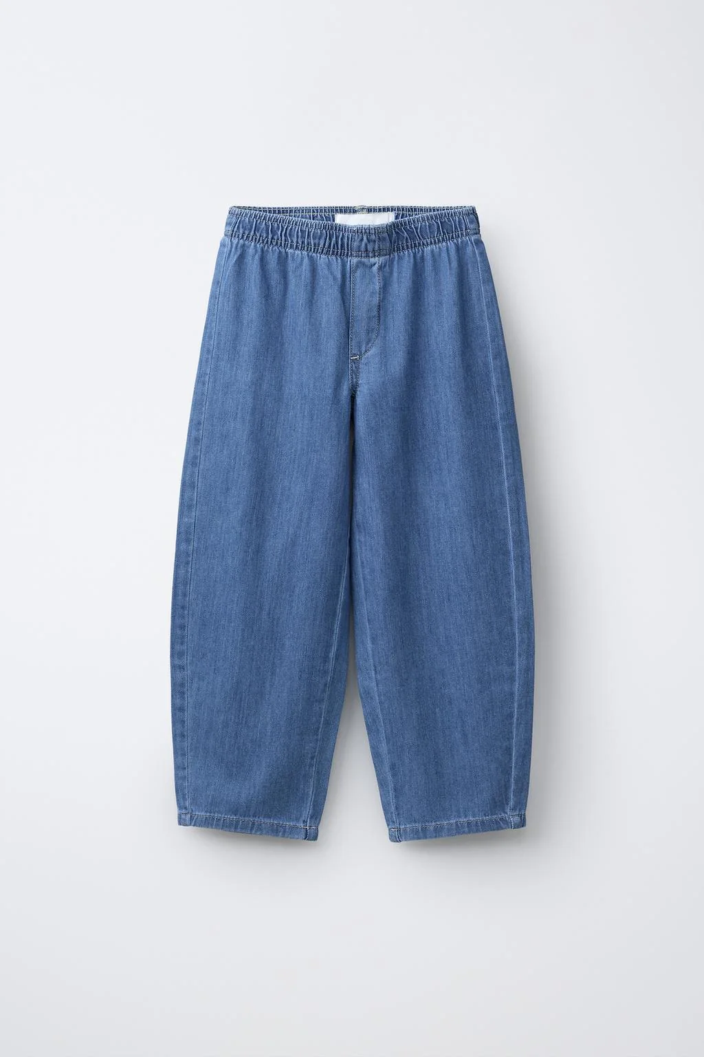 Брюки-бочки с резинкой на талии