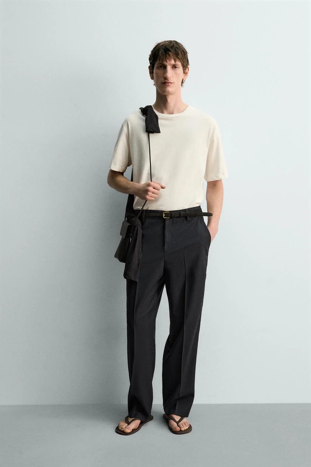 Футболка свободного кроя из хлопка и льна