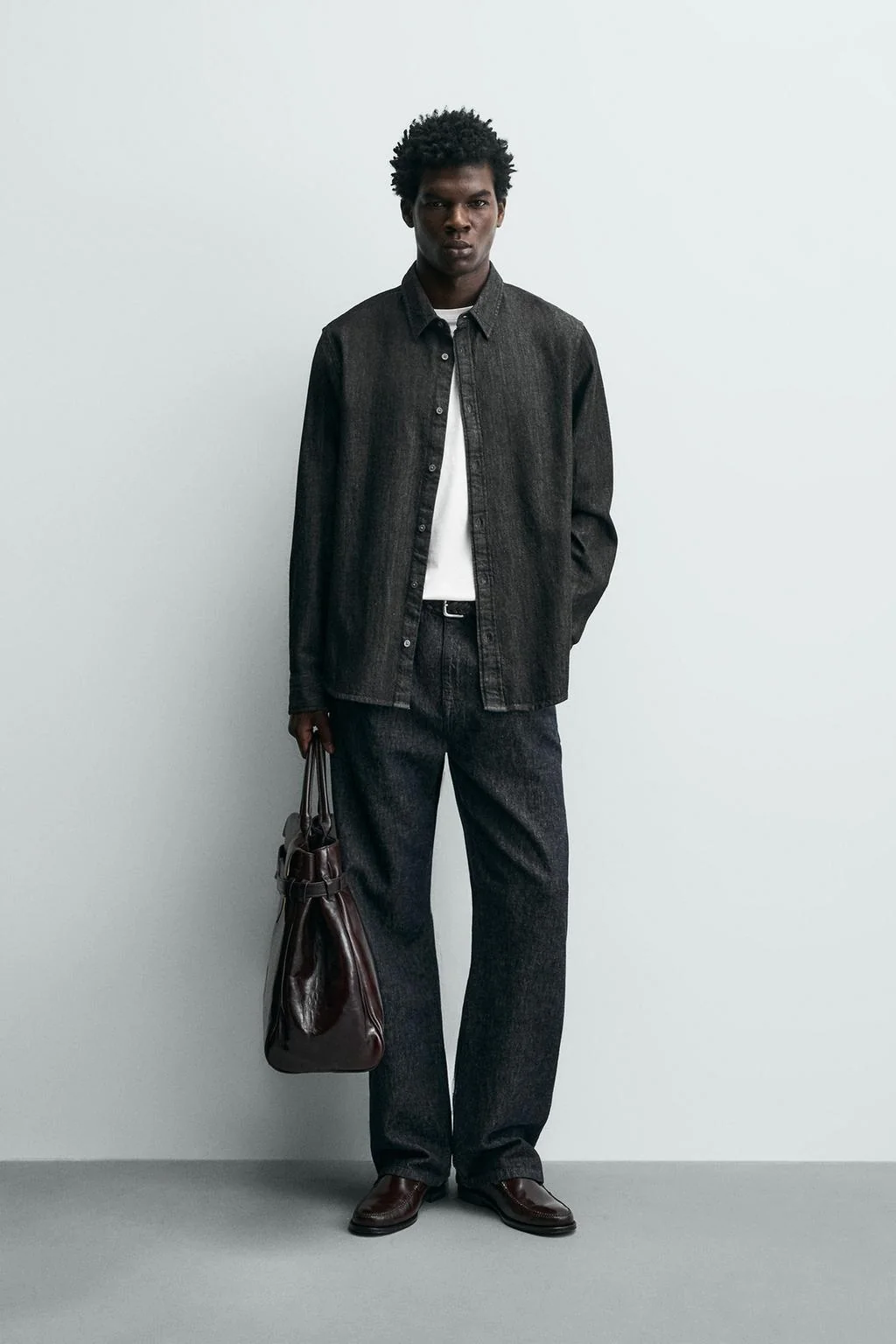 Рубашка свободного кроя джинсовая