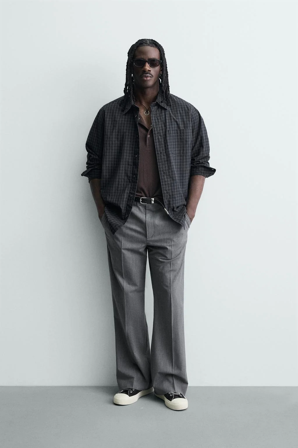 Клетчатая рубашка свободного кроя — Деним