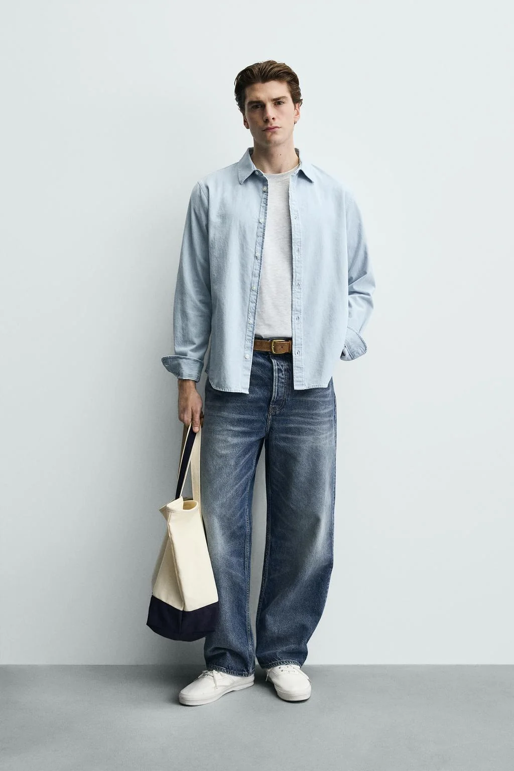 Джинсовая рубашка с эффектом потёртости — Деним