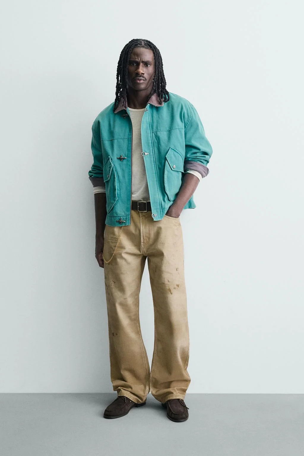 Брюки прямого кроя с принтом, варёные