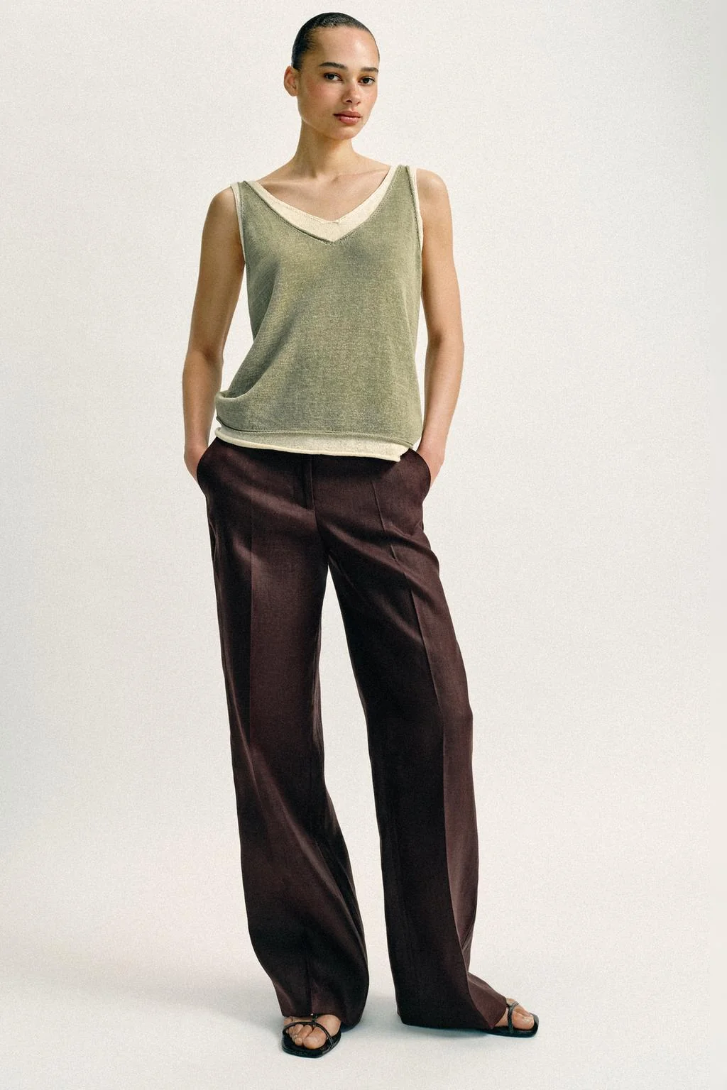 Контрастный вязаный топ — Трикотаж