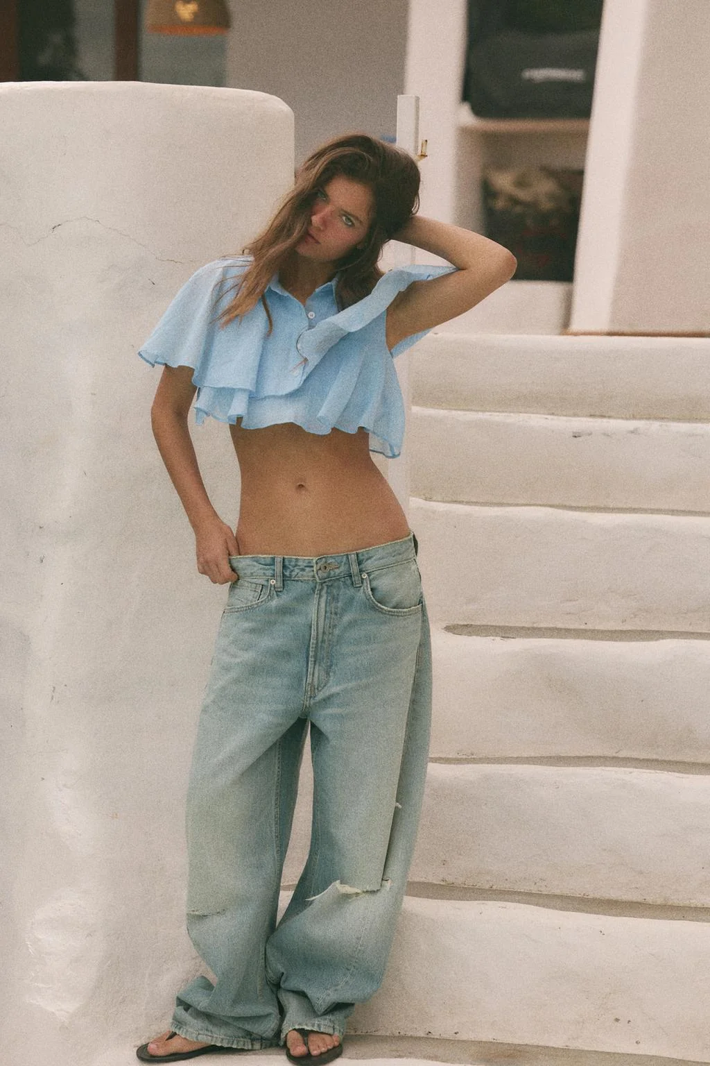 Укороченная рубашка с воланами — Рубашки