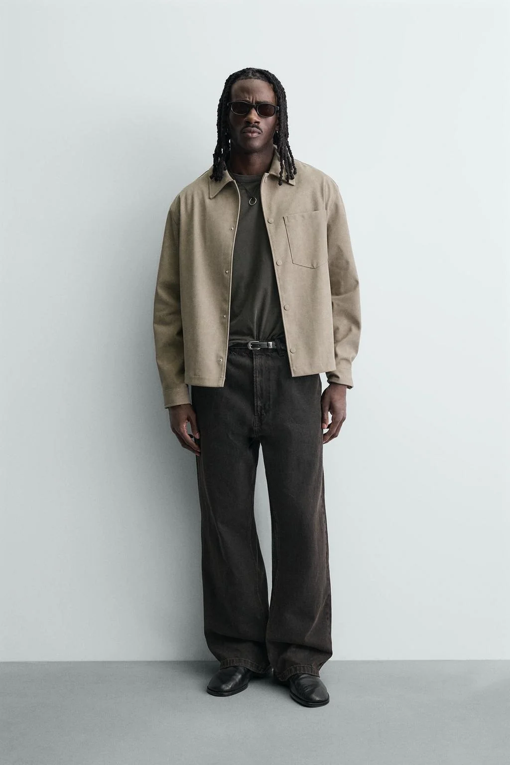 Верхняя рубашка из замшевого искусственного материала свободного кроя