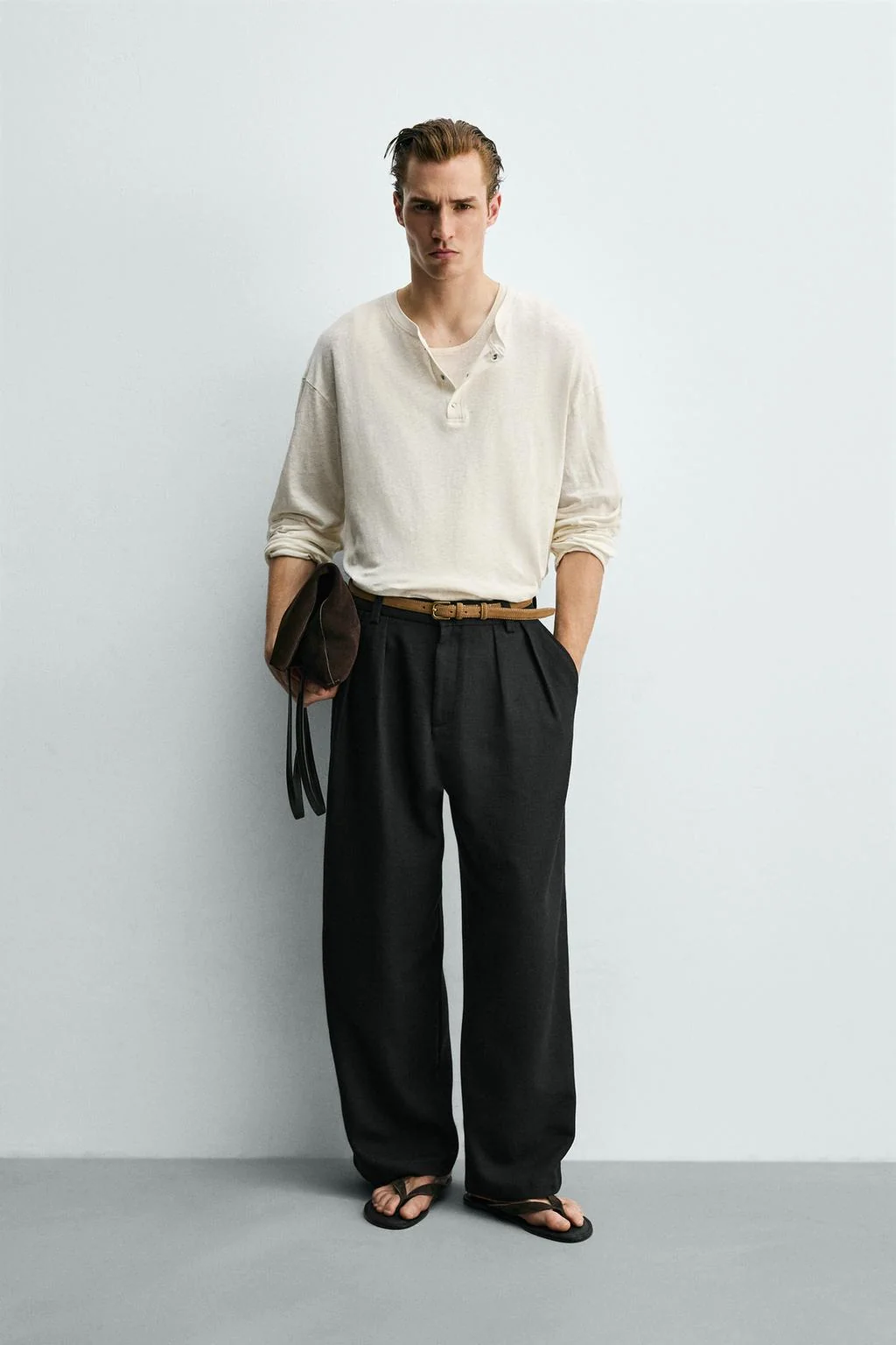 Футболка типа хенли из хлопка и льна — Футболки