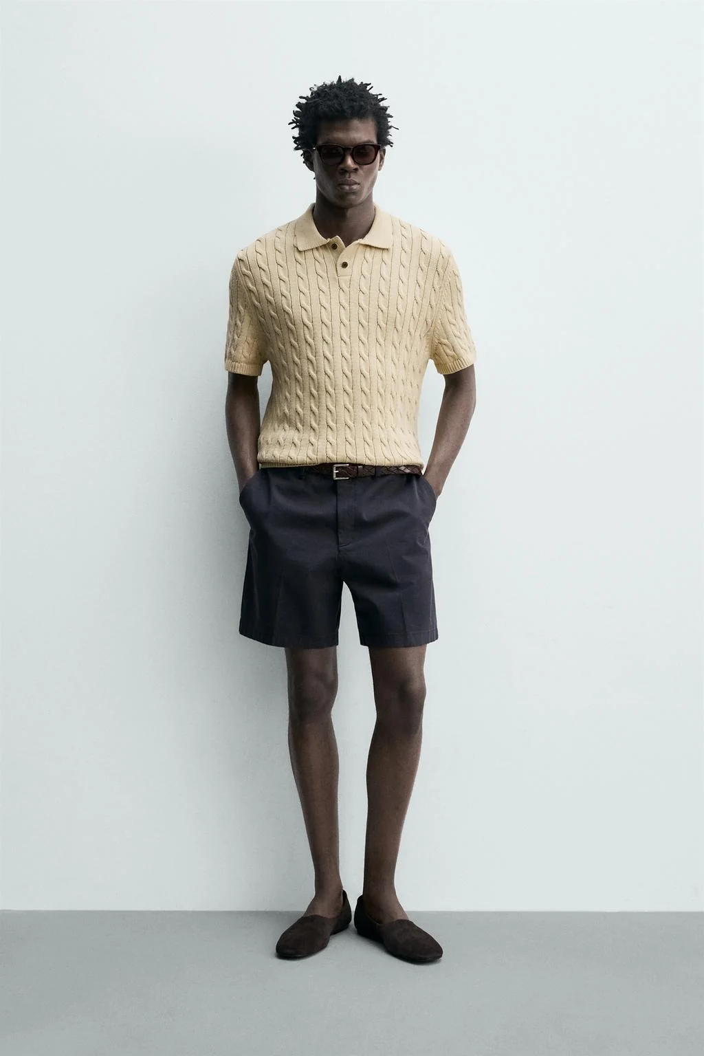 Поло с текстурной плетеной вязкой — Поло