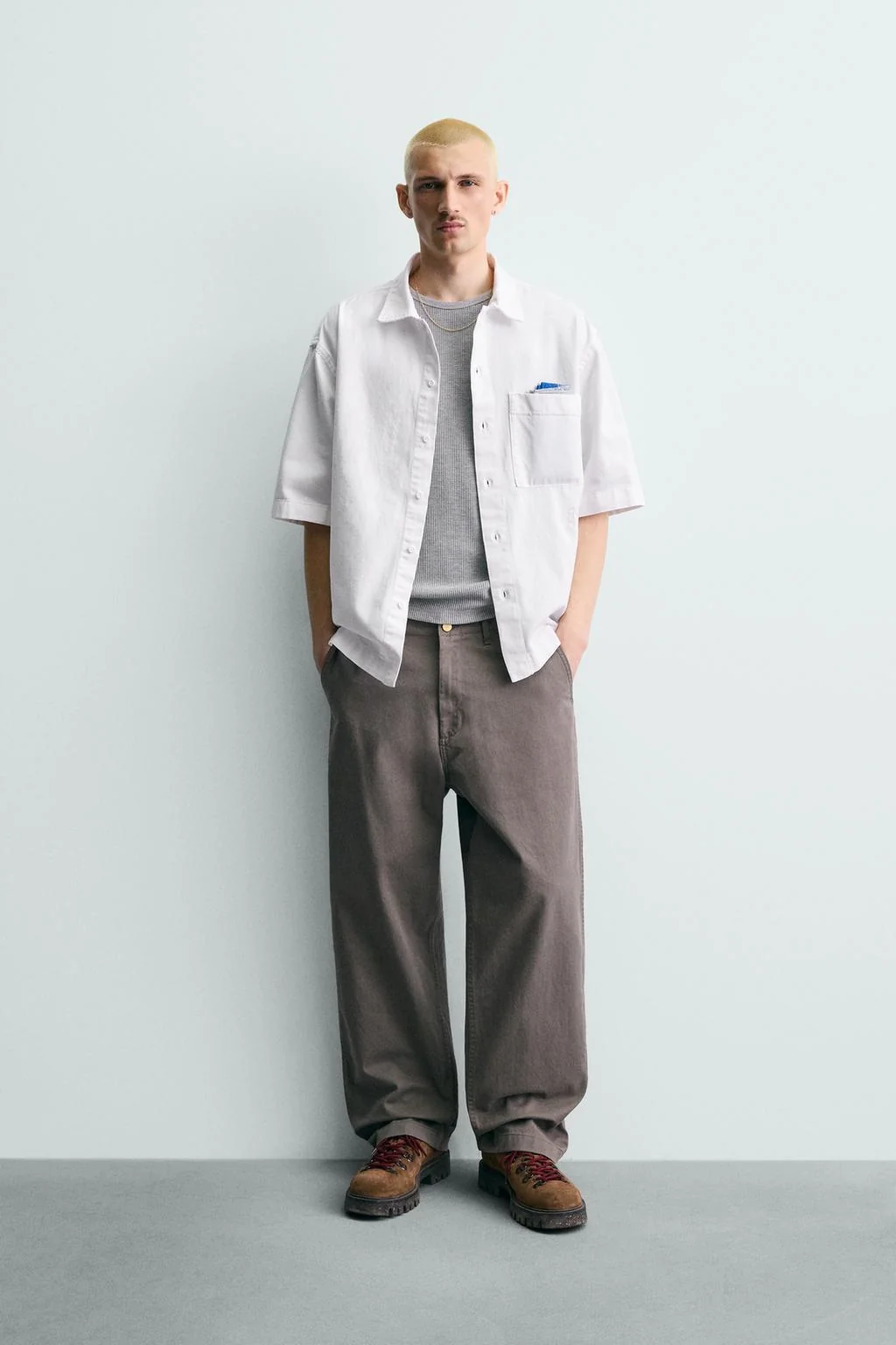 Верхняя рубашка с текстурой и вышивкой — SHORT SLEEVE