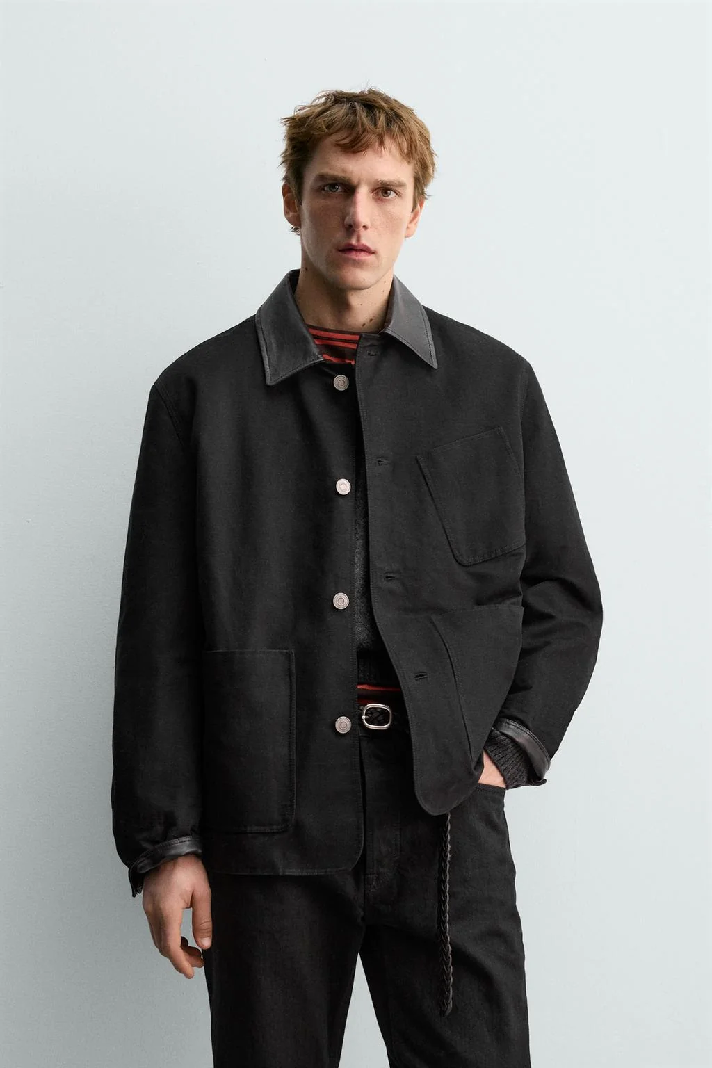 Куртка из кожи и других материалов Aaron Levine X Zara