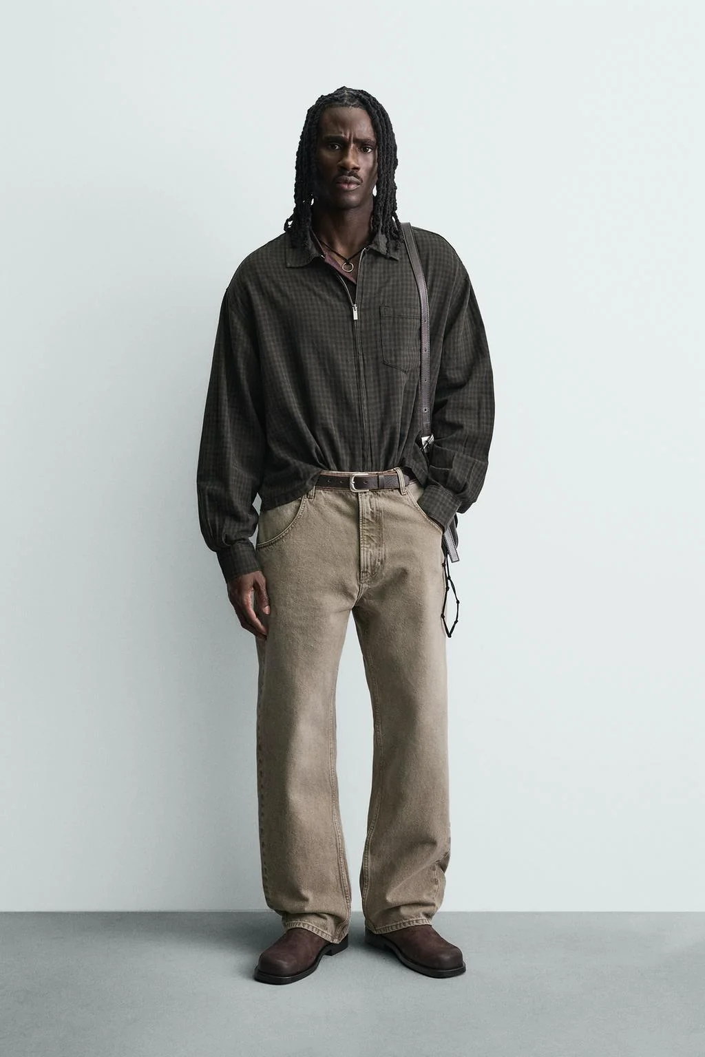 Рубашка из хлопка-льна в клетку