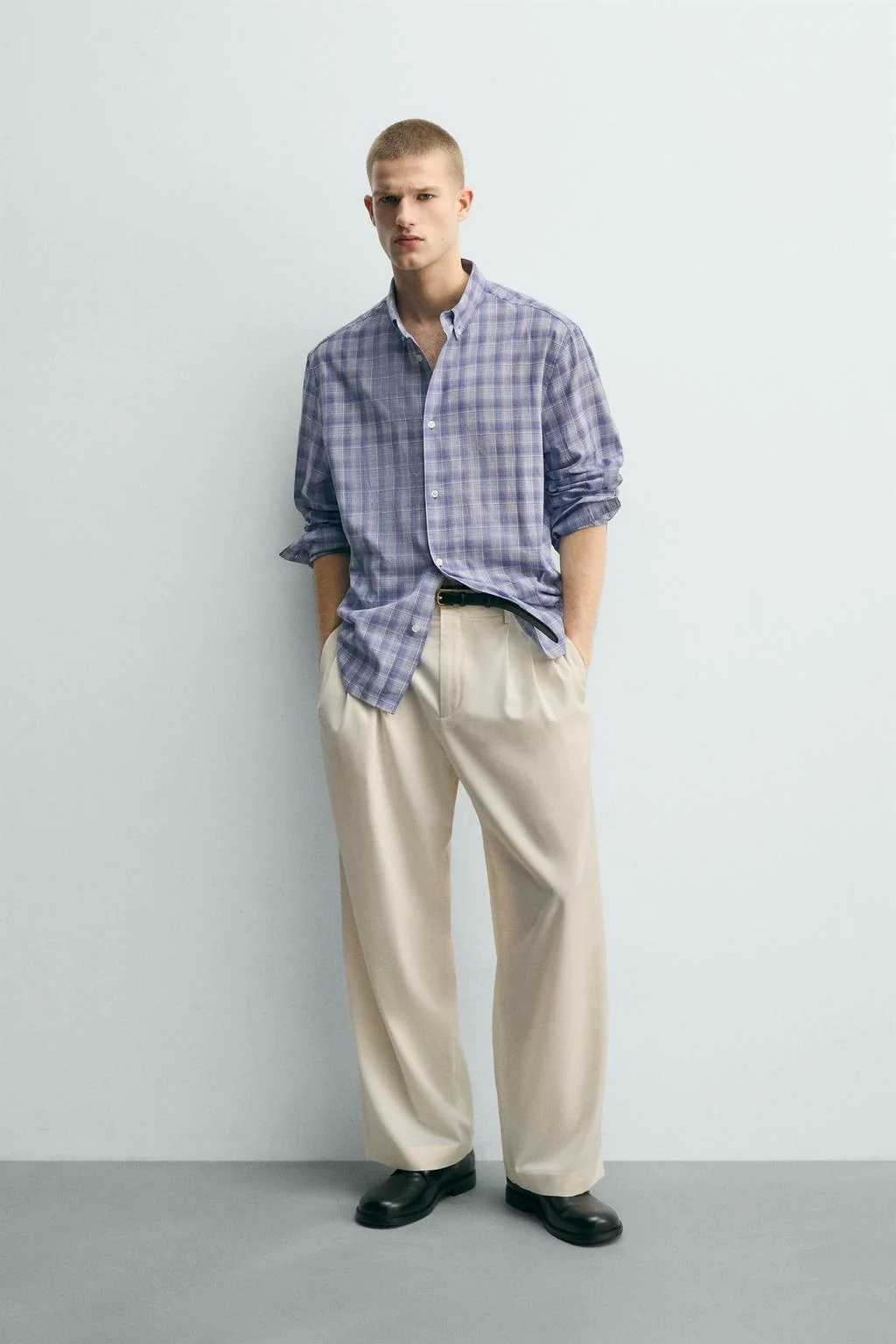 Рубашка в клетку свободного кроя