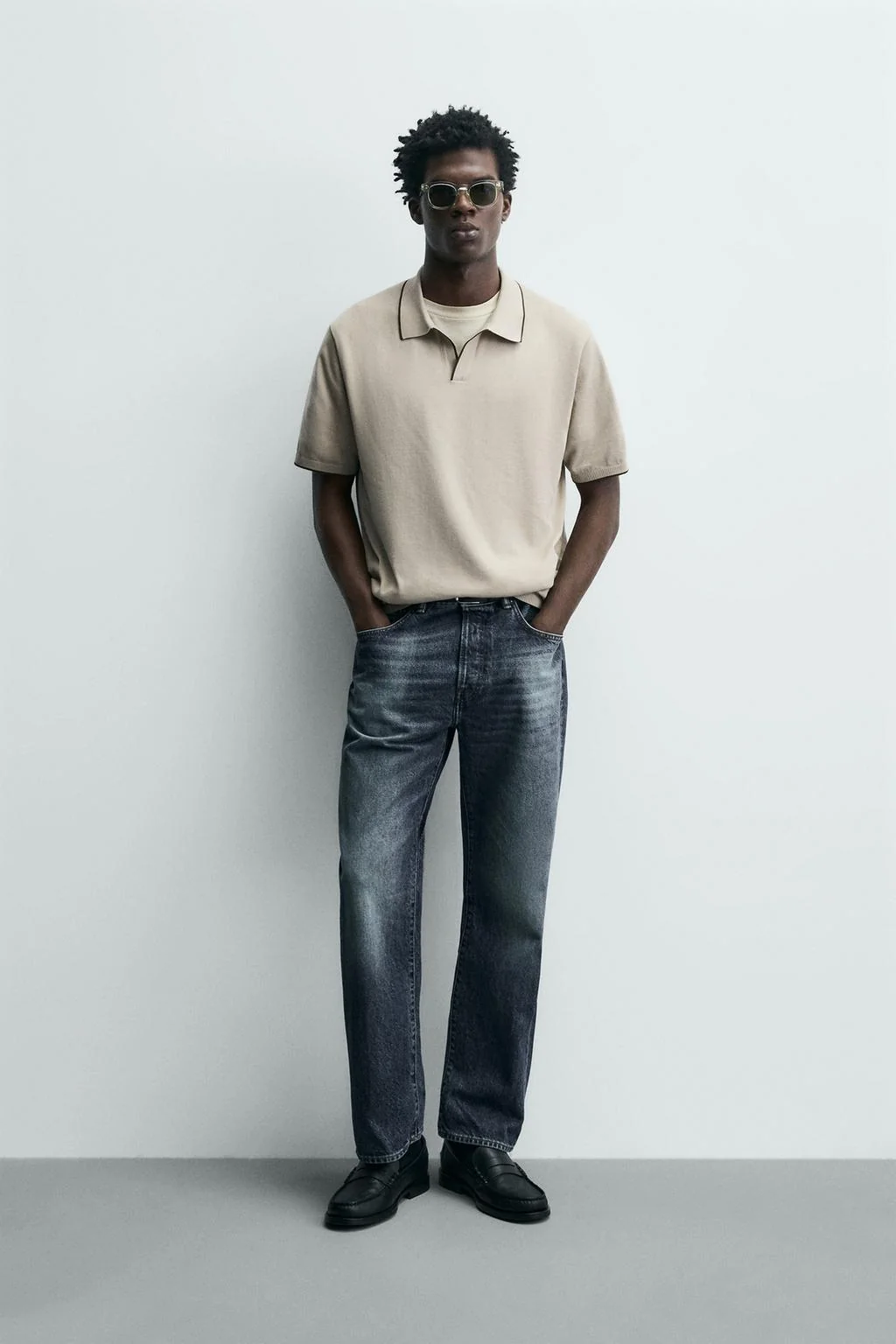 Рубашка поло с контрастным рубчатым трикотажем