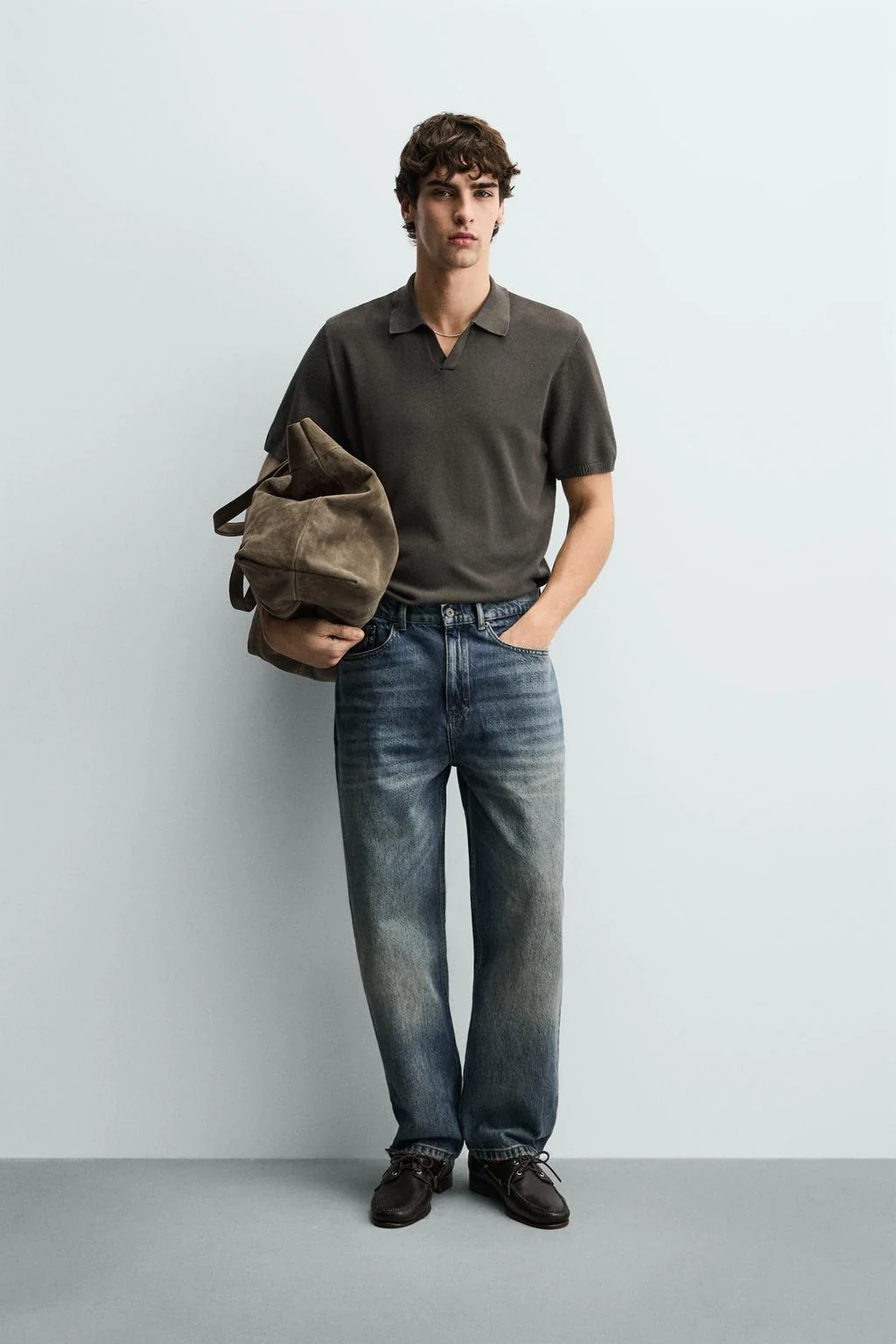 Трикотажная поло-рубашка с текстурой — Базовые вещи