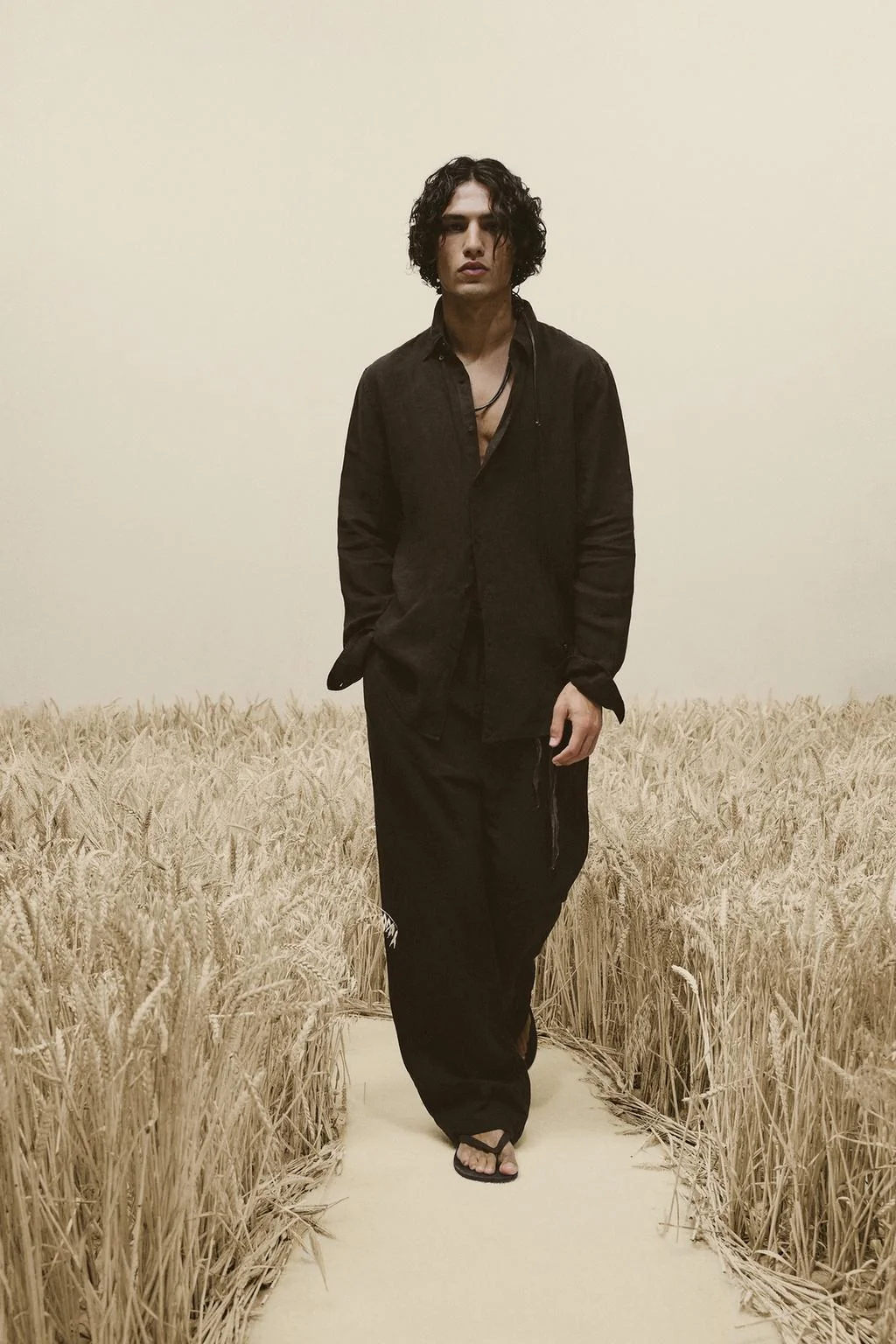 Рубашка из 100% льна прямого кроя