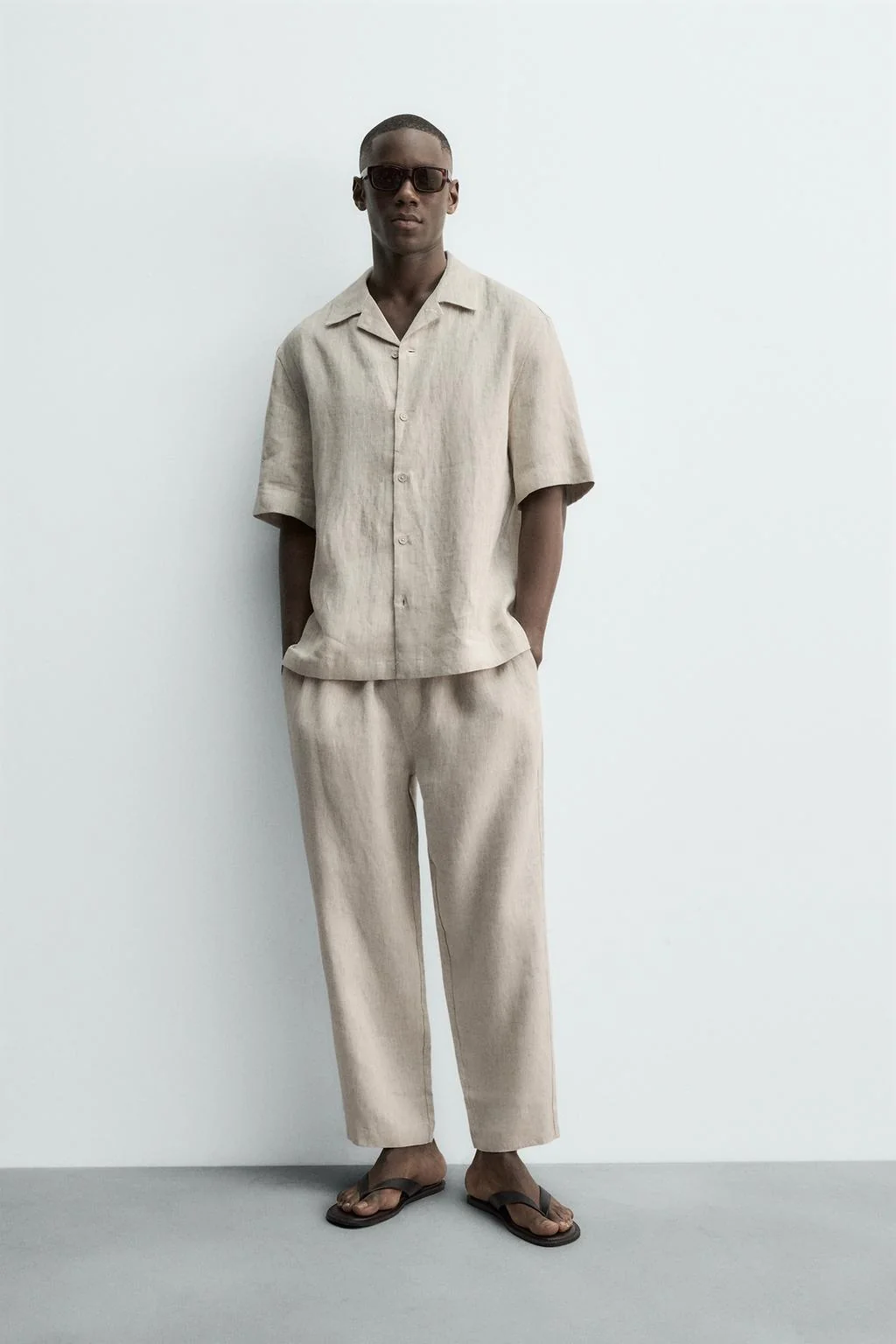 Брюки из 100% льна свободного кроя