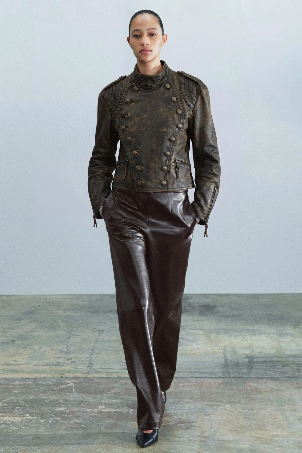 Куртка ZW Collection из 100% кожи на пуговицах