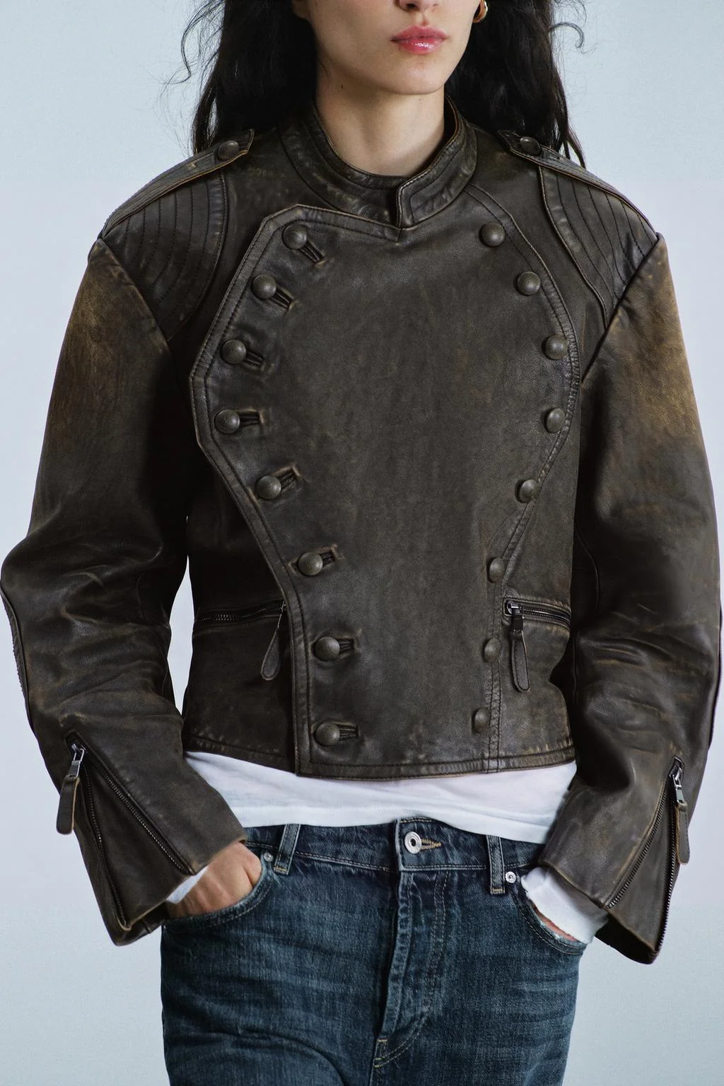 Куртка ZW Collection из 100% кожи на пуговицах