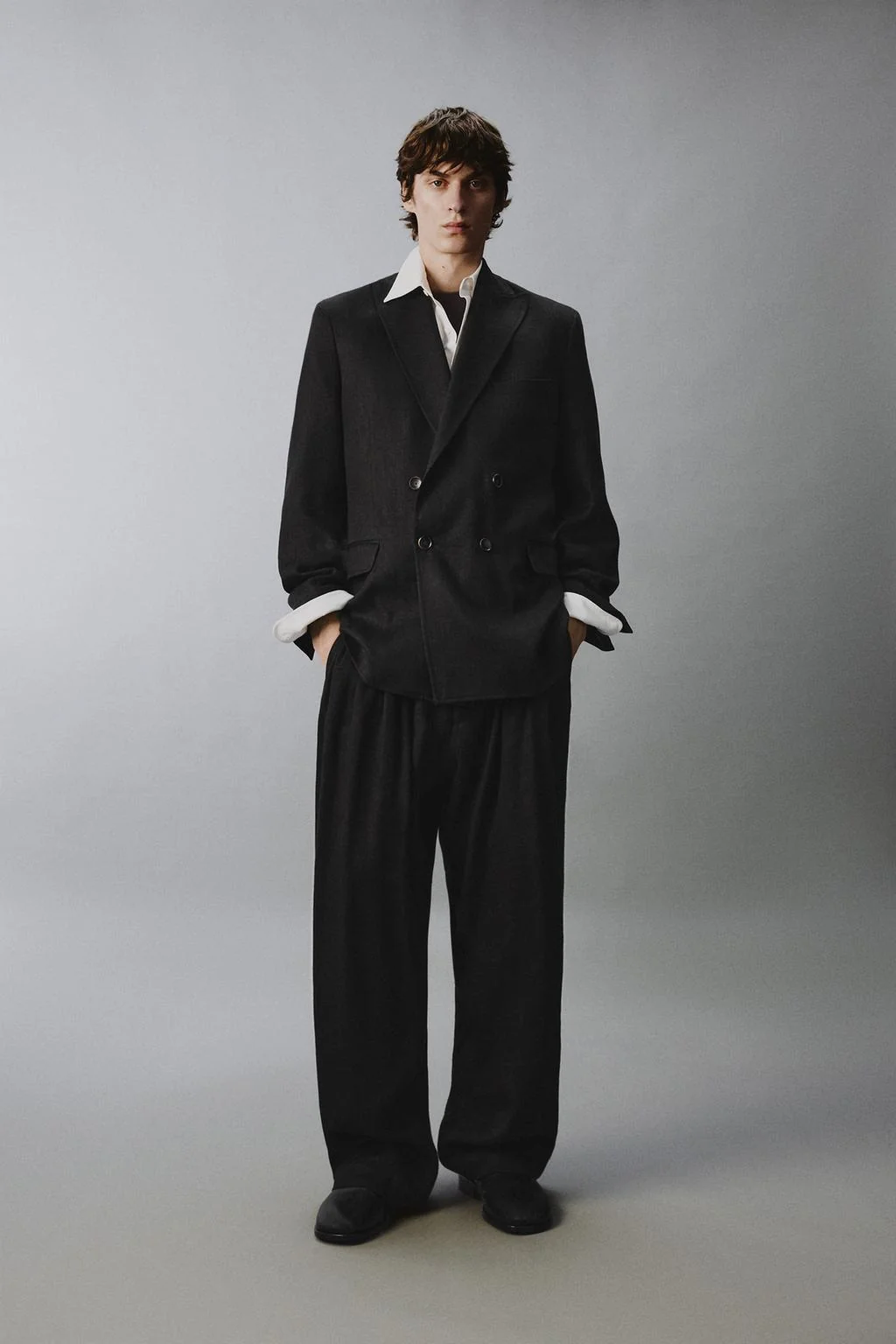 Брюки для костюма из льняно-лиоцелла со складками — Брюки