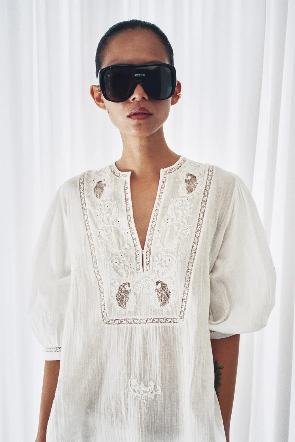 ZW COLLECTION БЛУЗКА С ВЫШИТЫМ КРУЖЕВОМ