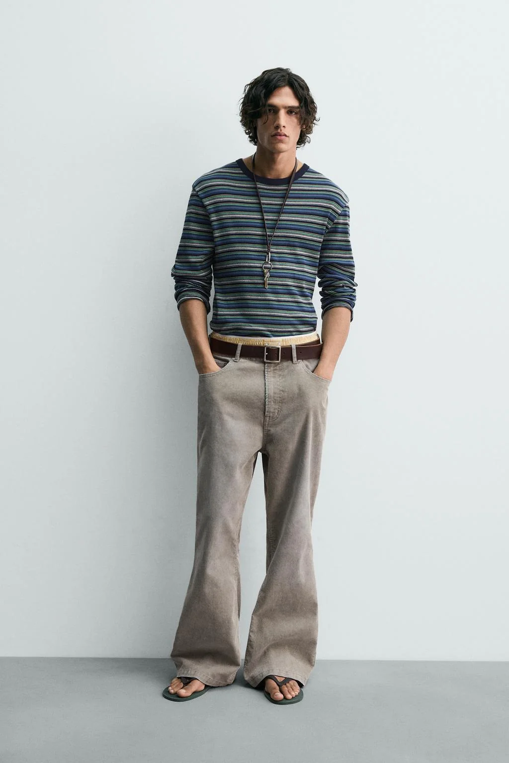 Рубчатая футболка в полоску