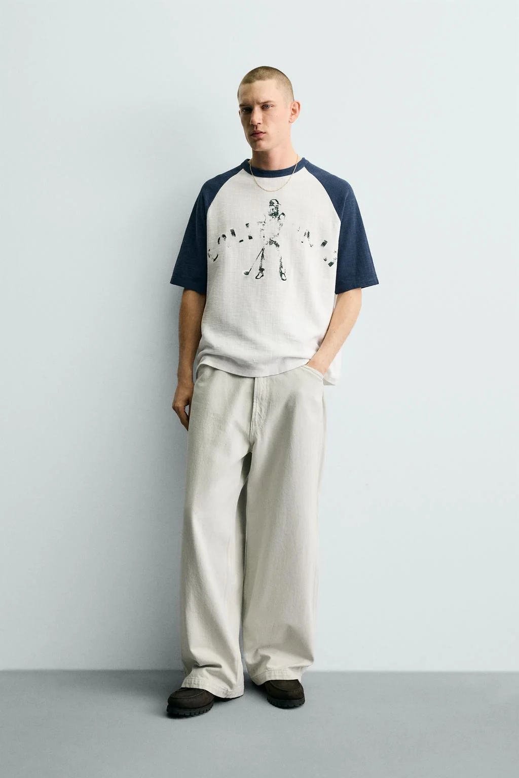 Трикотажная футболка с цветблоковым принтом — KNITWEAR