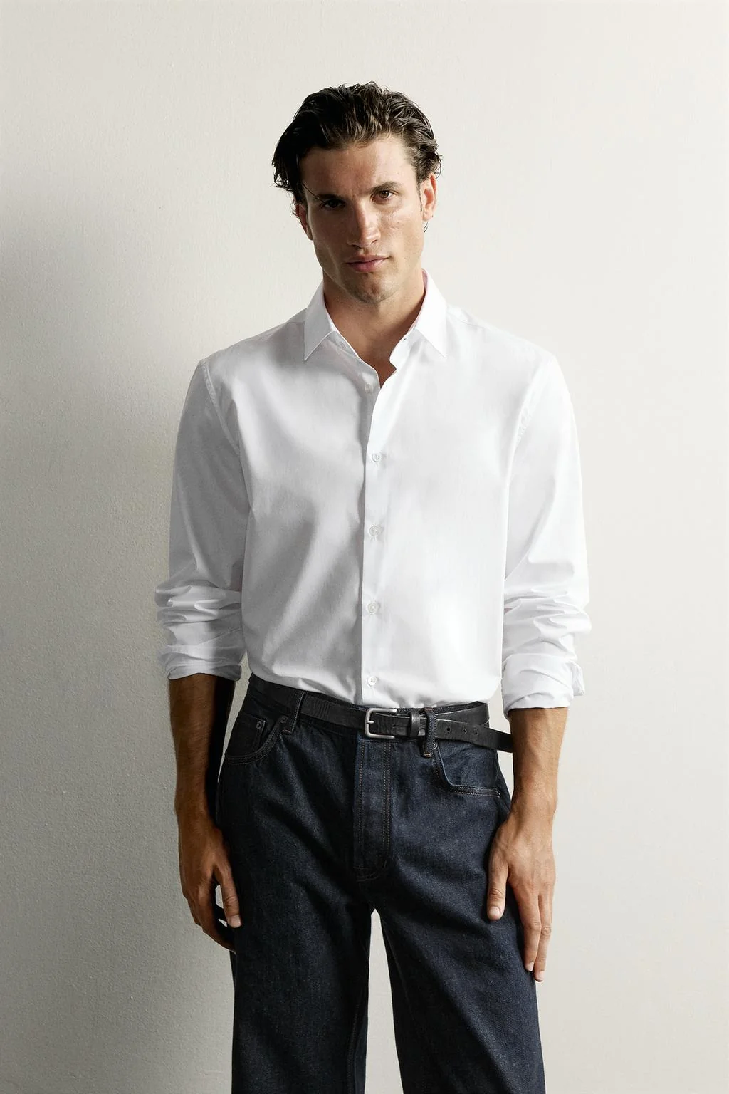 Хлопковая рубашка slim fit