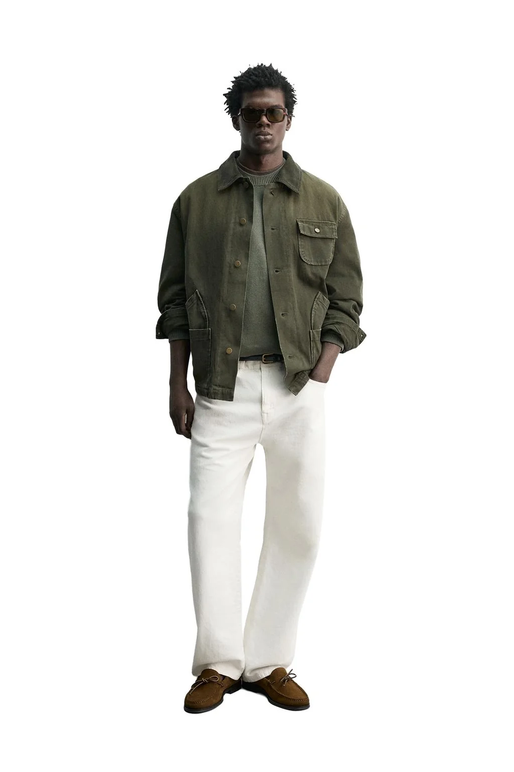 Куртка с эффектом потёртости и комбинированным воротником — Внешние одежды