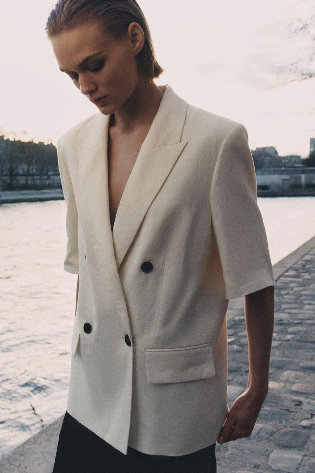 ZW COLLECTION Льняной пиджак с короткими рукавами