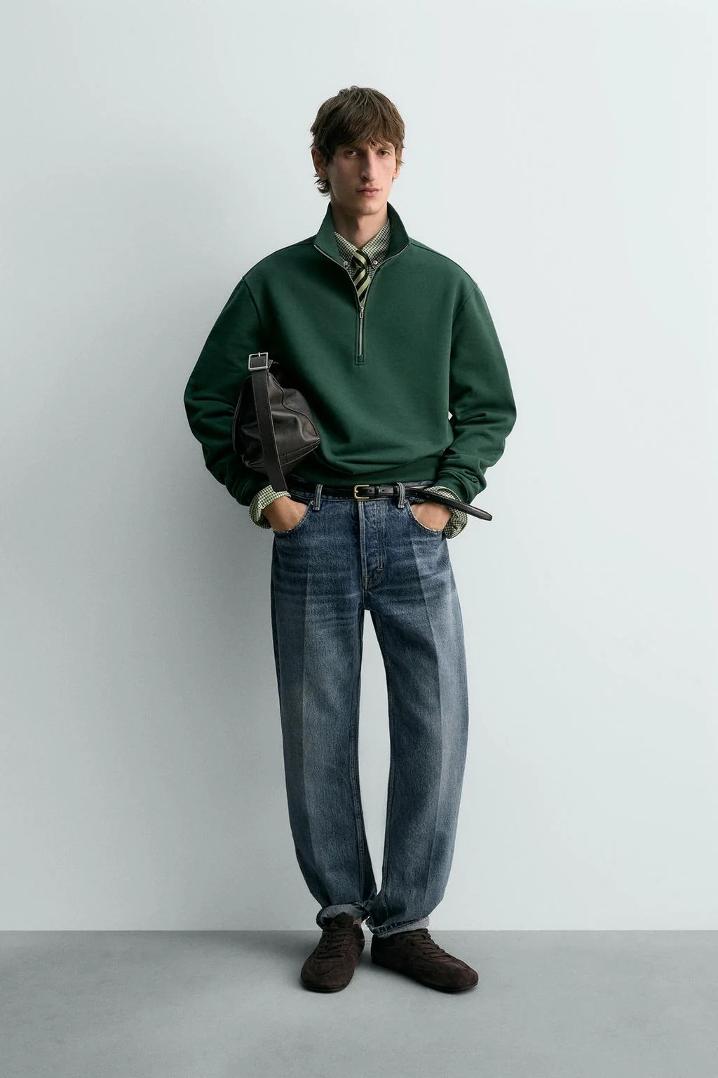 Свитшот регулярного кроя с четвертью молнии — Толстовка с молнией до четверти