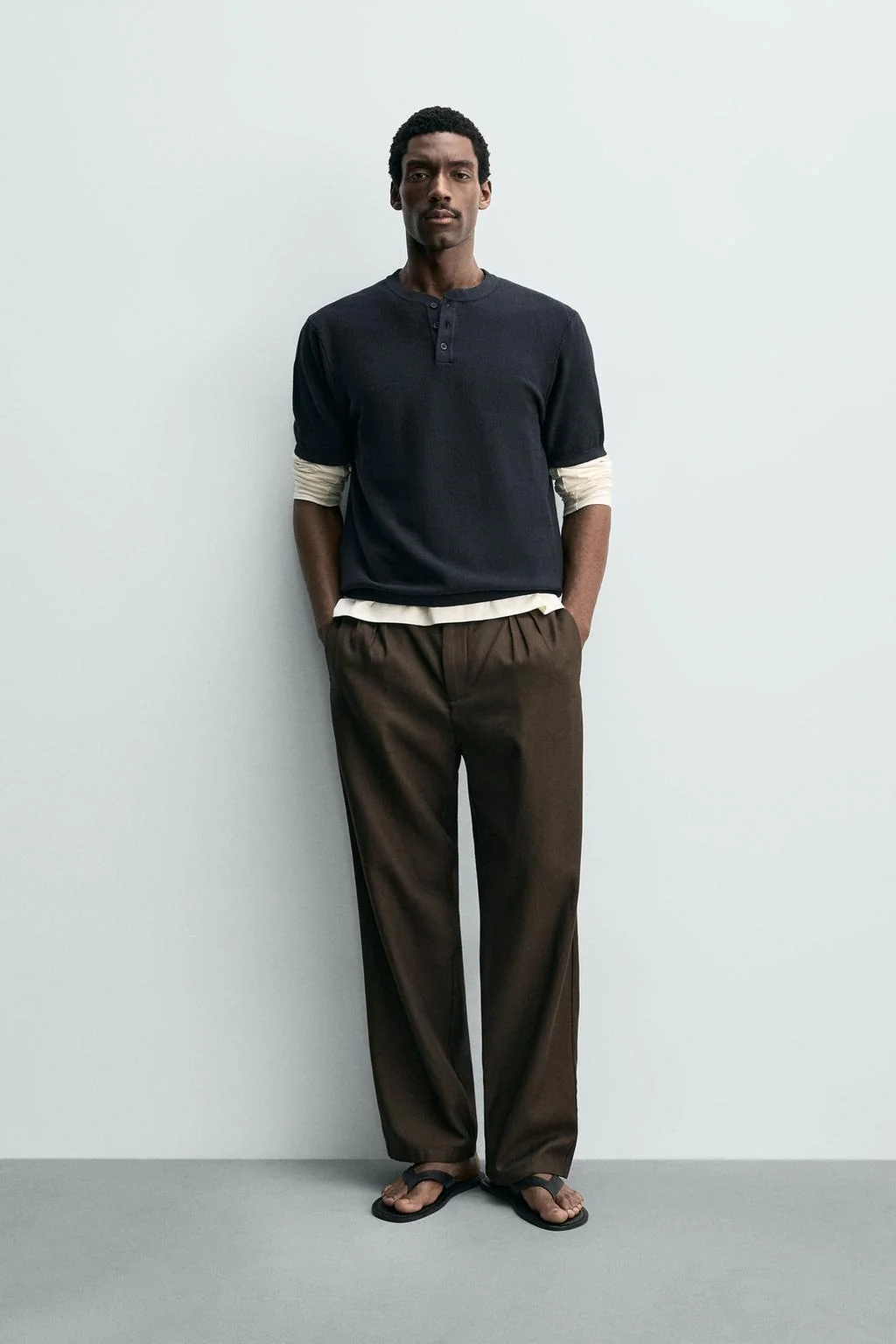 Трикотажная футболка хенли — Хенли