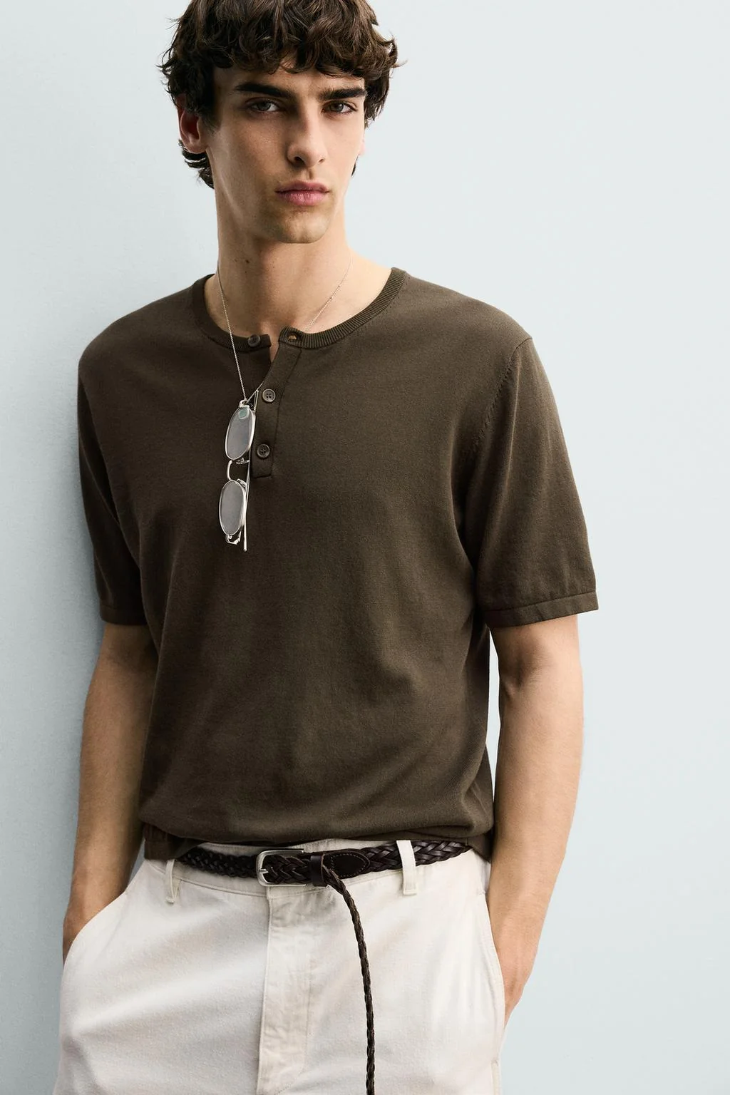 Футболка хенли из трикотажа