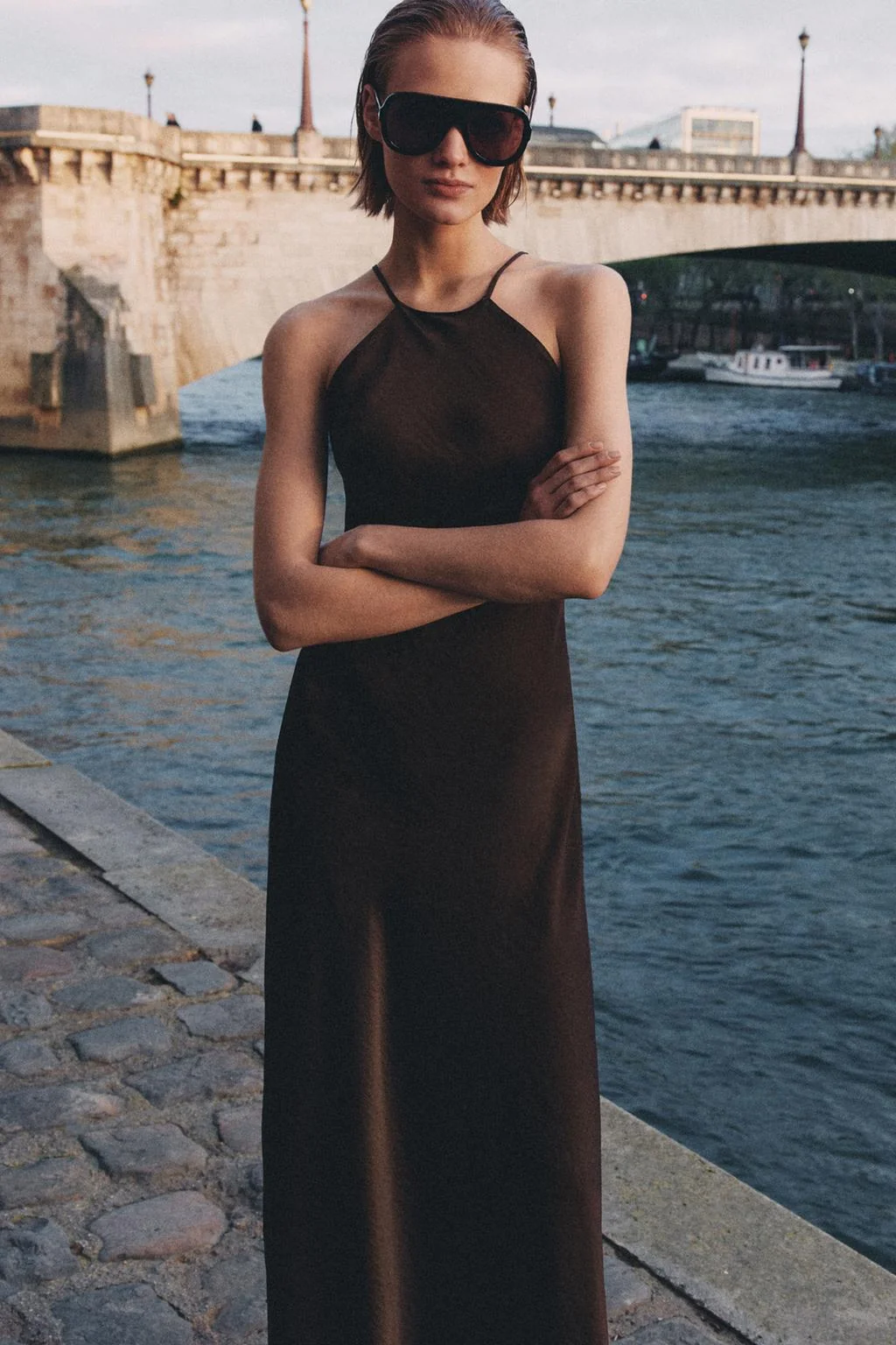 Атласное платье с горловиной ZW COLLECTION