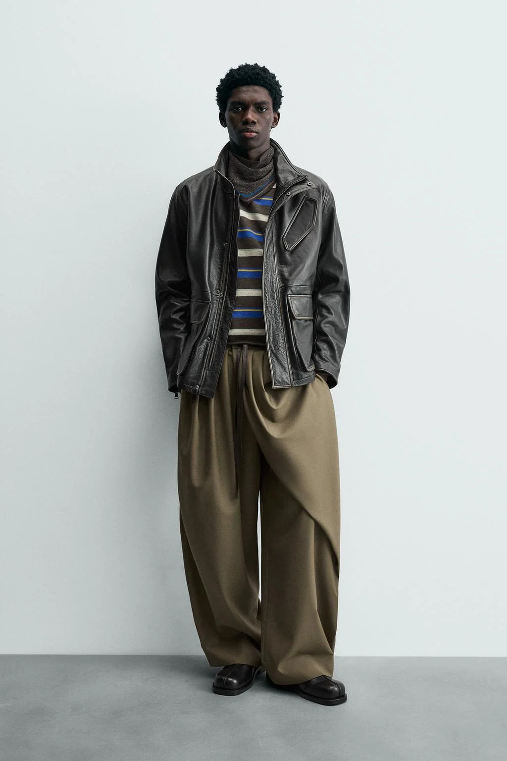 Кожаная куртка с карманами — Кожа