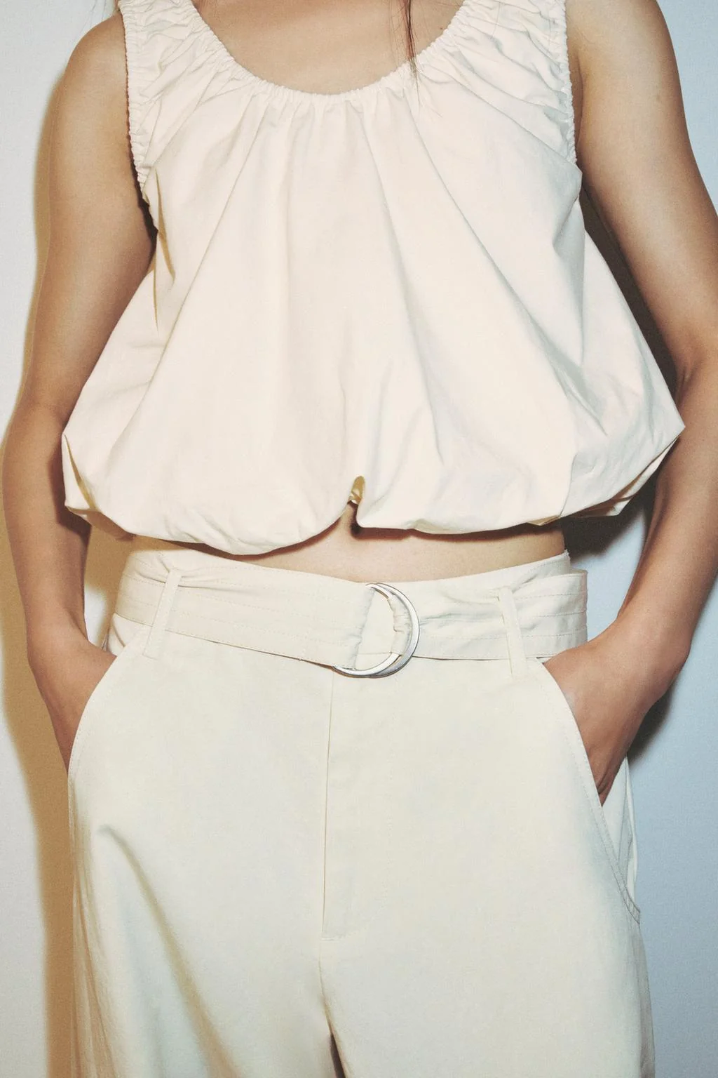 Комплект топа с эффектом баллон из поплина