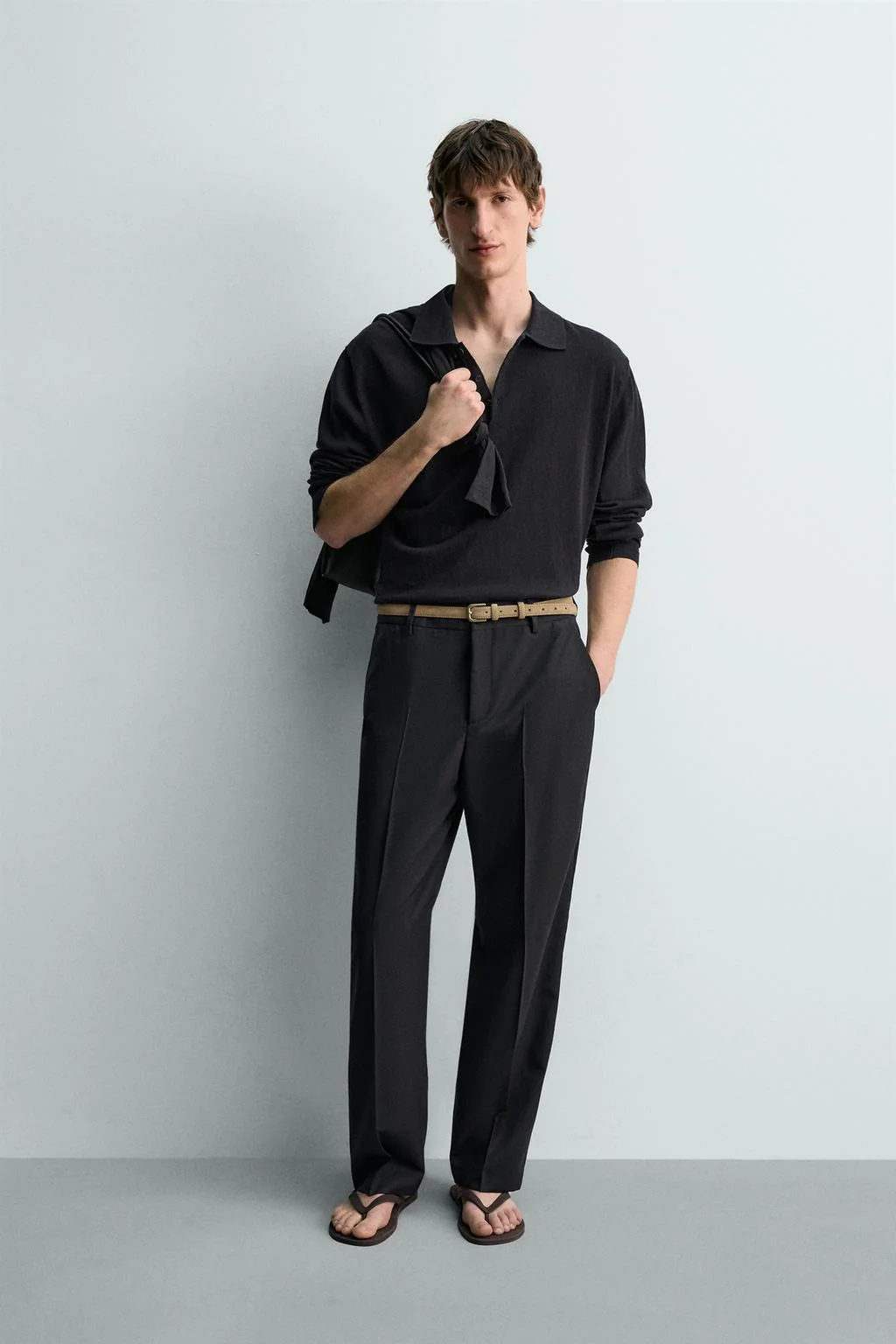 Трикотажная рубашка поло из льняно-хлопковой смеси — Архив