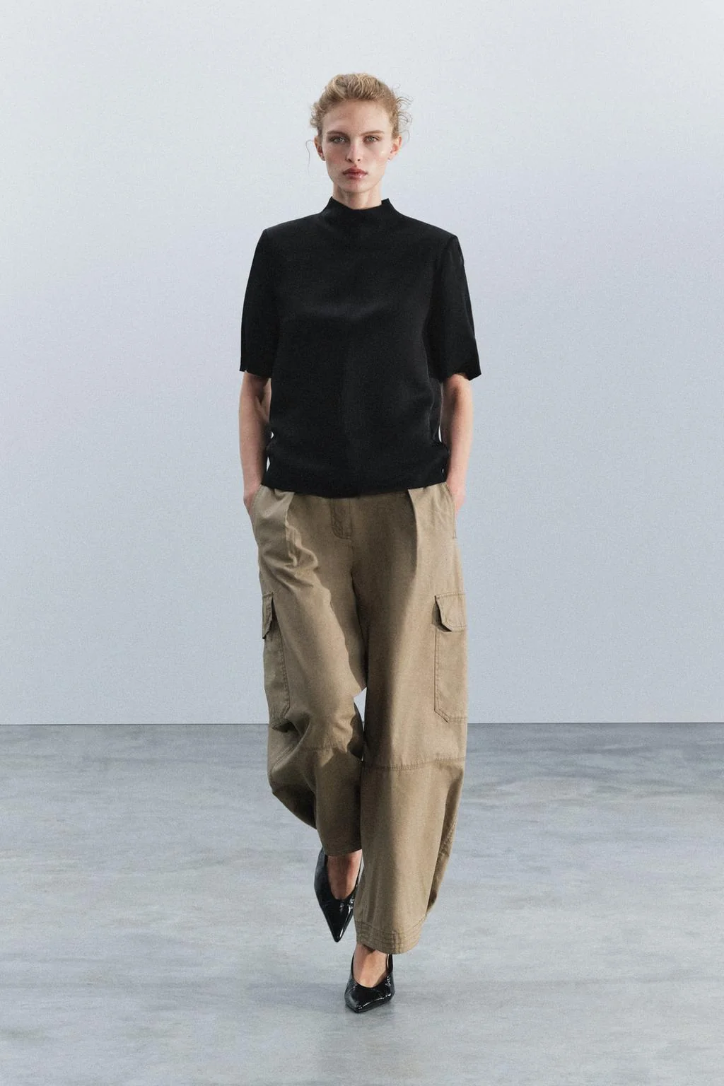 ZW COLLECTION атласный топ с подплечниками