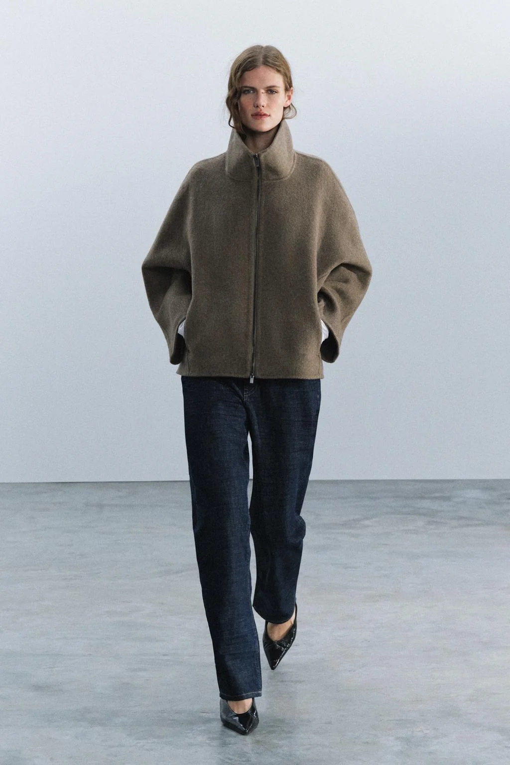 Короткое пальто из шерстяной смесовой ткани ZW COLLECTION