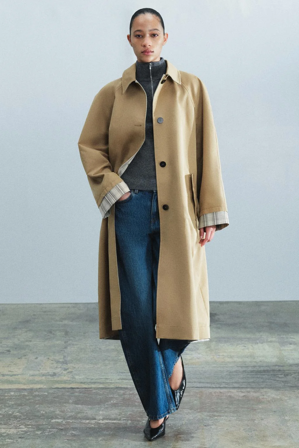 Длинное двустороннее пальто-тренч ZW COLLECTION