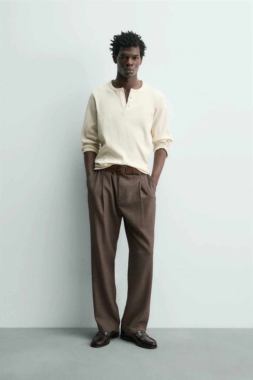 Футболка хенли с рубчатым узором — Хенли