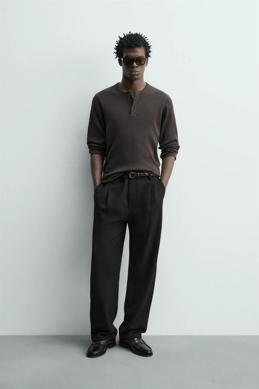 Футболка хенли с рубчатым узором