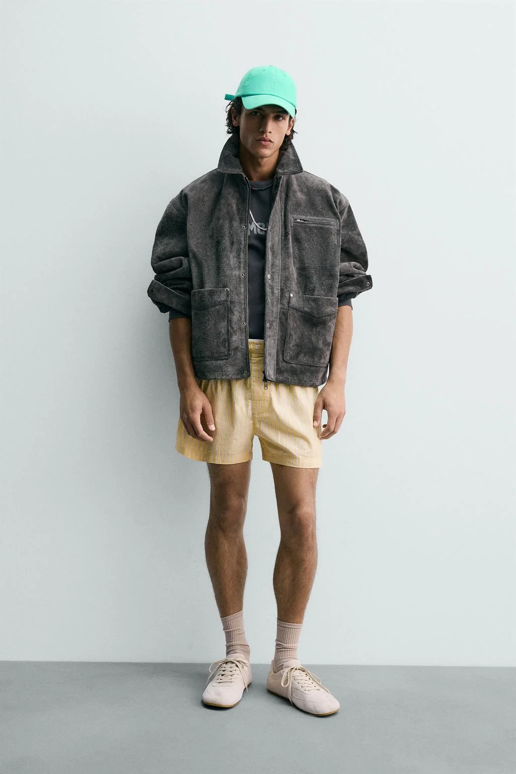 Куртка из замши свободного кроя с разрезом — Новое поколение