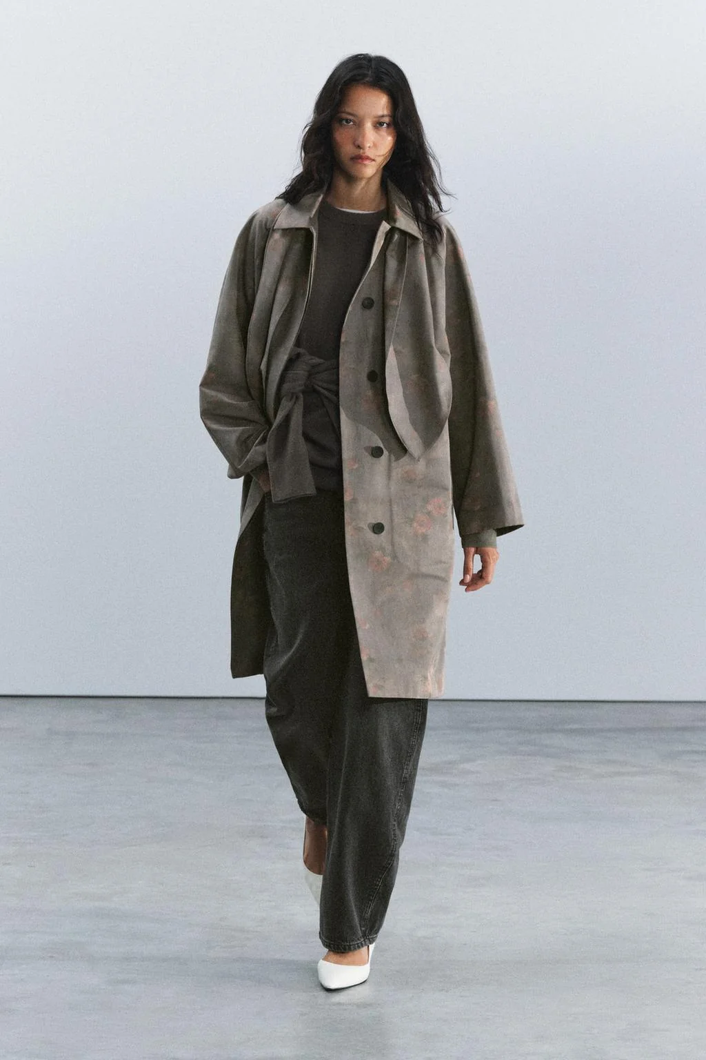ZW COLLECTION тренч с цветочным шарфом