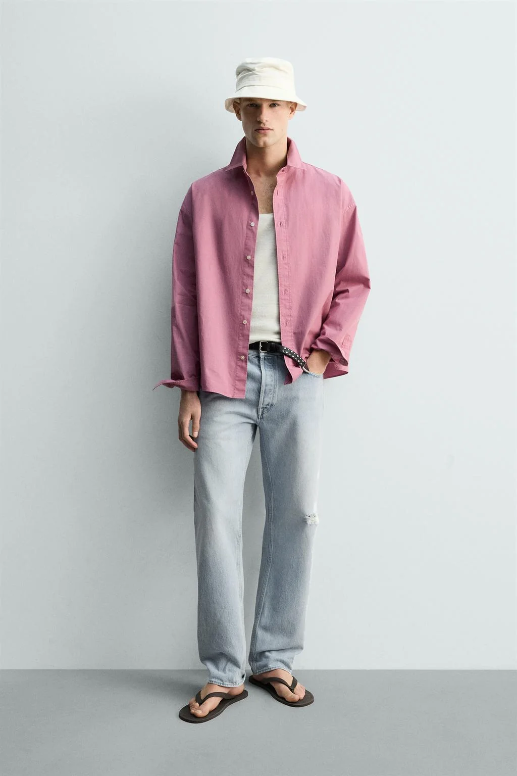 Рубашка из хлопка regular fit с эффектом потёртости