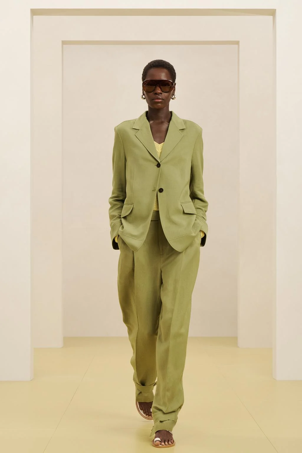 Блейзер из смесовой льняной ткани